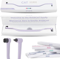 RYERCAT Set of 2 Dual Sided Cat Toothbrush - Kitten Toothbrush with Micro Head to fit into Cat/Kittens Mouth - Cat Dental Care Supplies - Pet Toothbrush for Cats(Lavender Purple & Ocean Blue)