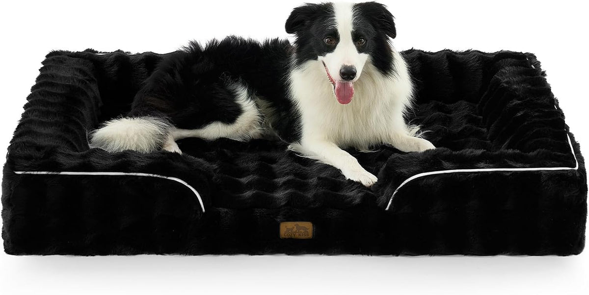 COZY KISS Warm Orthopedic Extra Large Dog Bed, XL 44x32 inch - XXL:48x35x8 inch / Black
