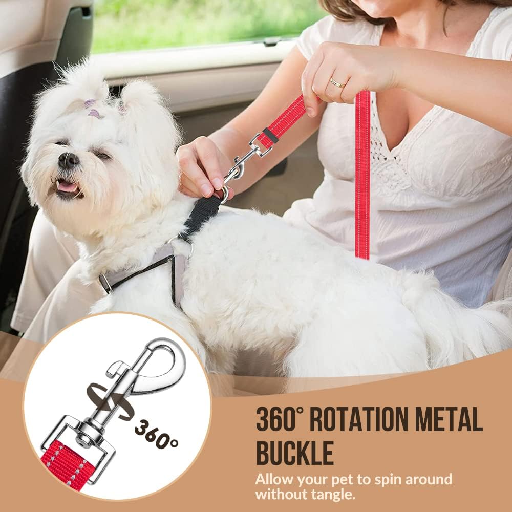 SlowTon Dog Seat Belt for Car - C.Red / Small (Headrest + Clip) - image 4