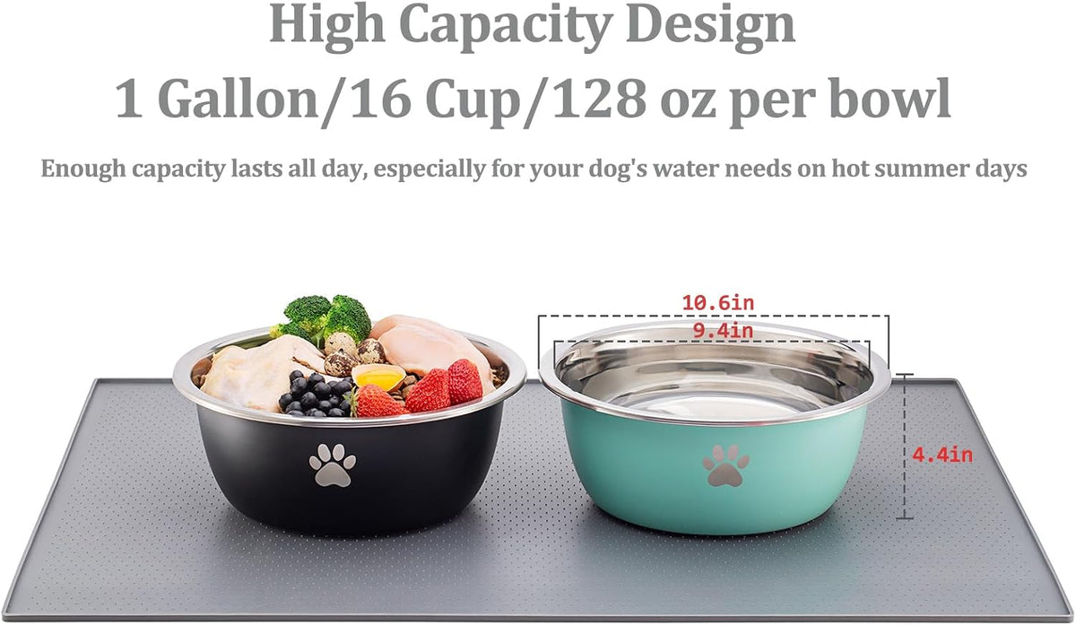 Large Dog Water Bowl 2 Pack, Aqua - Aqua - 2 Pack / 1 Gallon - L (50-100lb breed)) - image 3
