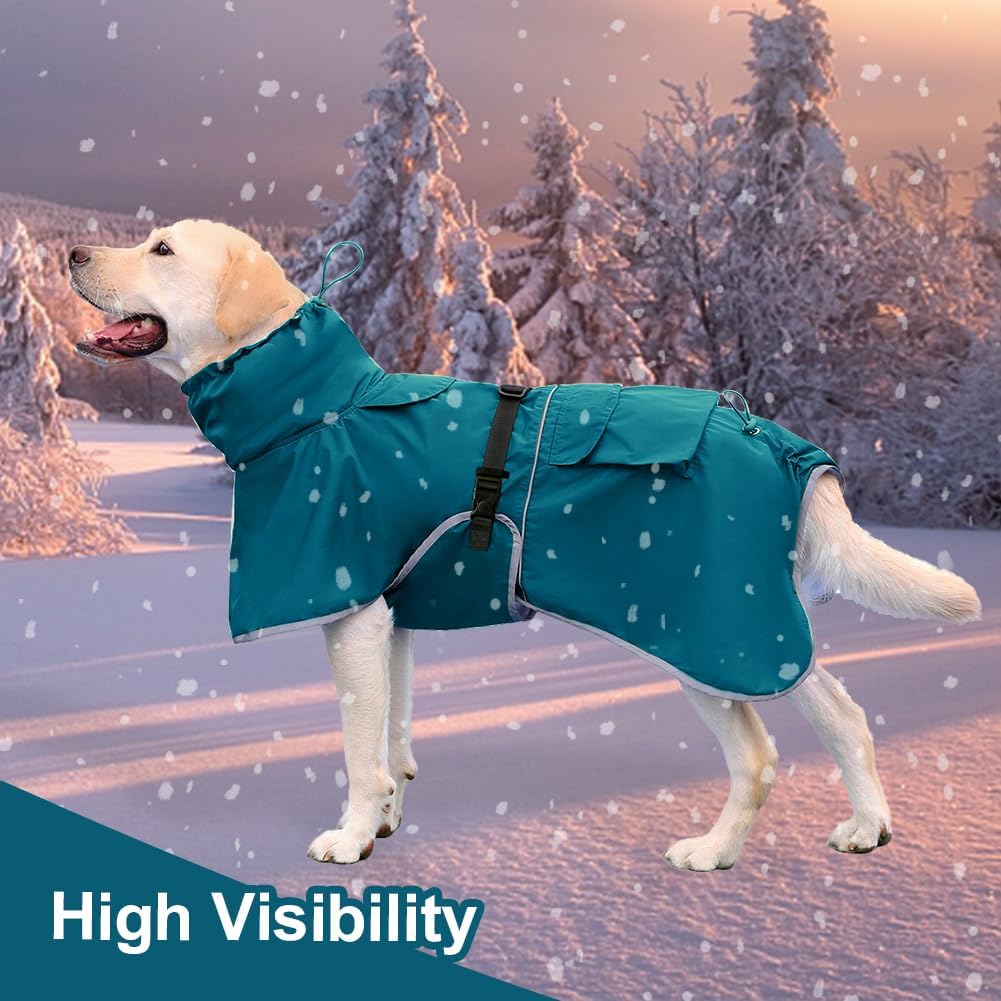 Dog Raincoat Waterproof Adjustable Rain Jacket Small Dogs Green - Blue / 5XL-Fit for 71-90 pounds - image 3
