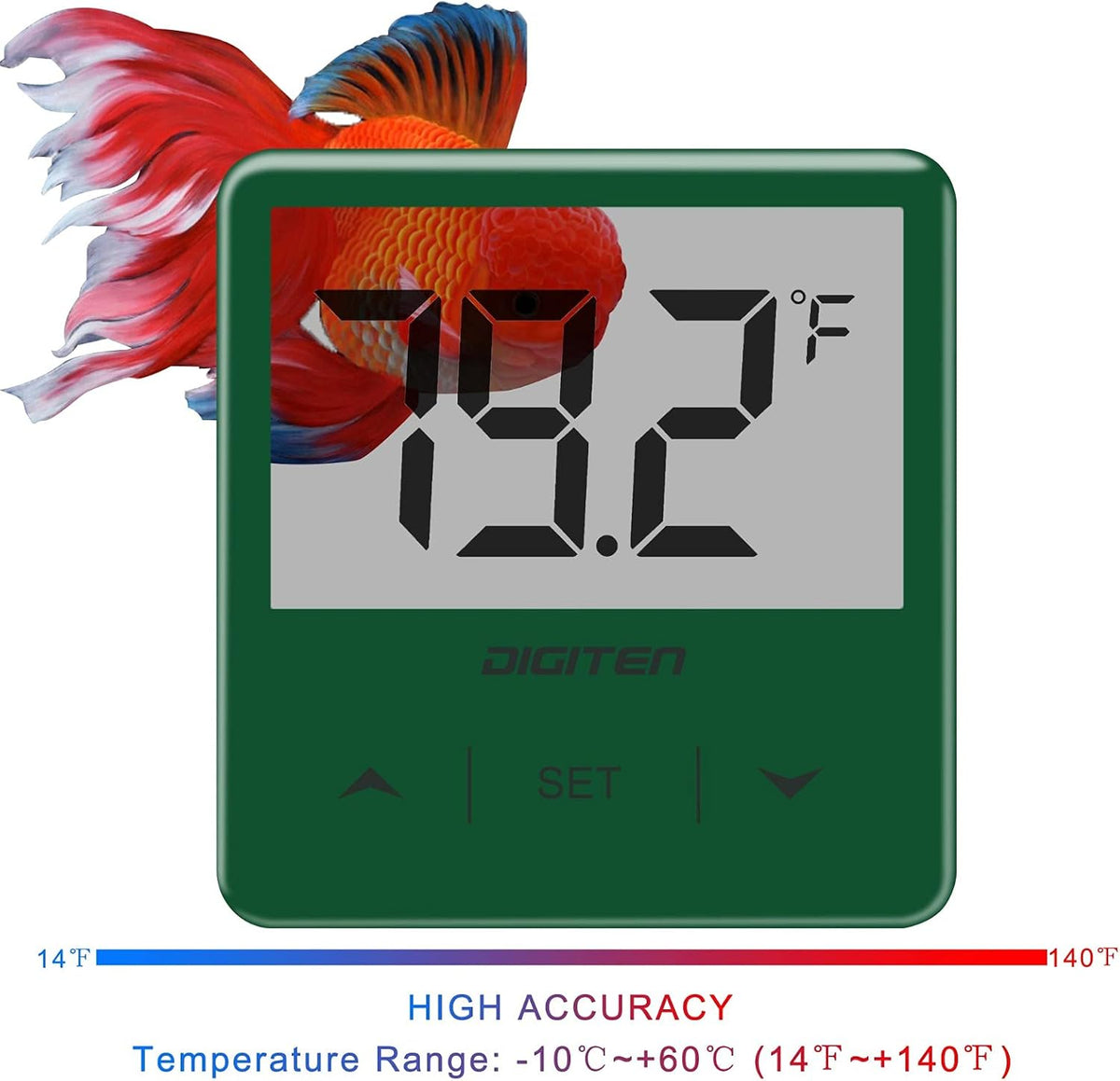 DIGITEN Aquarium Thermometer Digital Fish Tank Thermometer with Large - Green - image 3