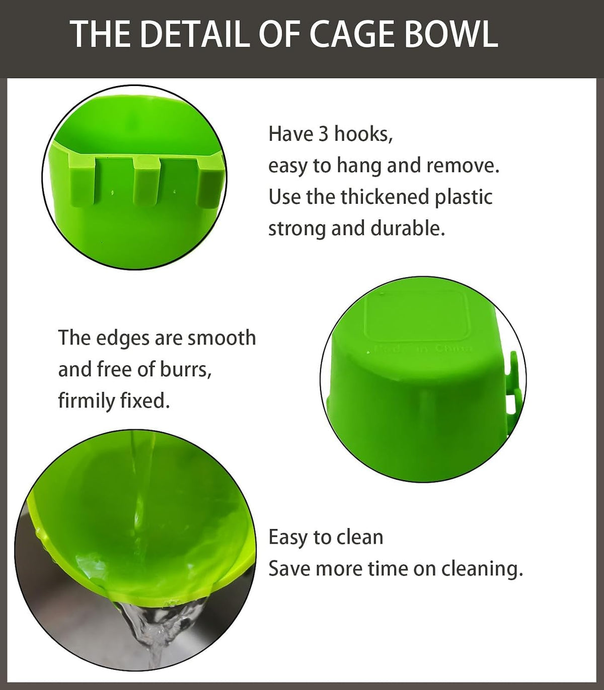 Cage Cups Birds Feeders Seed Bowl Chicken Feeding Watering Dish - 10PCS Green - image 3