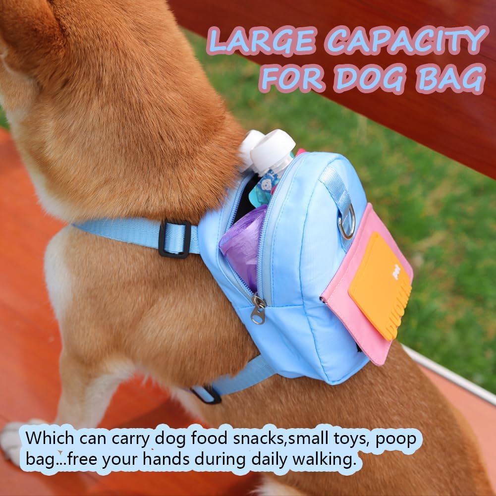 Dog Backpack Harness with Leash - Medium / Blue - image 2
