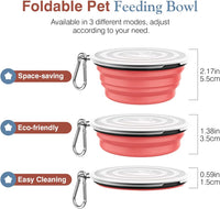 Pawaboo Collapsible Travel Dog Bowls 2 Pack with Lids&Carabiners - 450ml(Pack of 2) / Light Pink + Blue - image 4