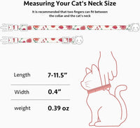 2 Pack Cotton Cat Collar Pink Strawberrie White Heart Cute Kitten - Green&Red - image 3