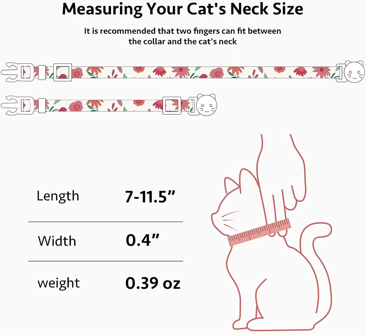 2 Pack Cotton Cat Collar Pink Strawberrie White Heart Cute Kitten - Green&Red - image 3