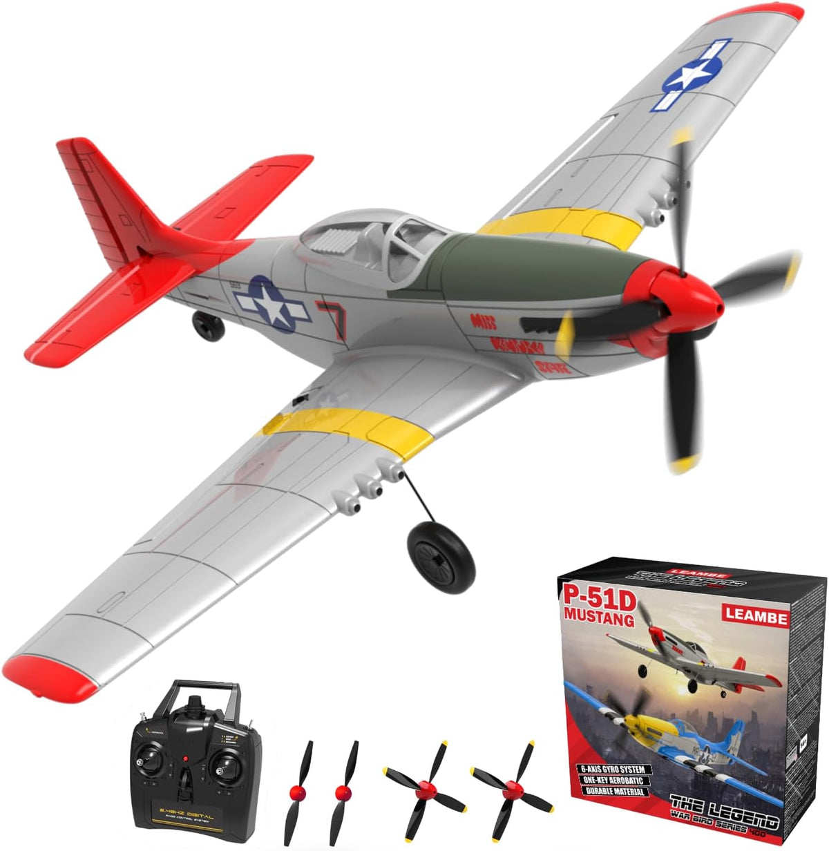 LEAMBE 4 Channel RC Plane, Ready to Fly Aerobatic Aircraft - White / Large