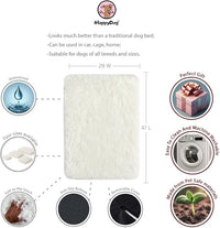 IHAPPYDOG Luxury Faux Fur Orthopedic Dog Beds, Memory Foam Crate Bed for Small, Medium, Large and XL Pets, Fluffy Pet Bed with Waterproof and Washable Cover, Fits Crates (White, XL 47" x 29")