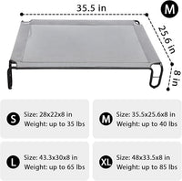 Pettycare Elevated Outdoor Dog Bed - Medium Dog Cot, Waterproof, Cooling, Non Slip, Up to 40 lbs, Grey