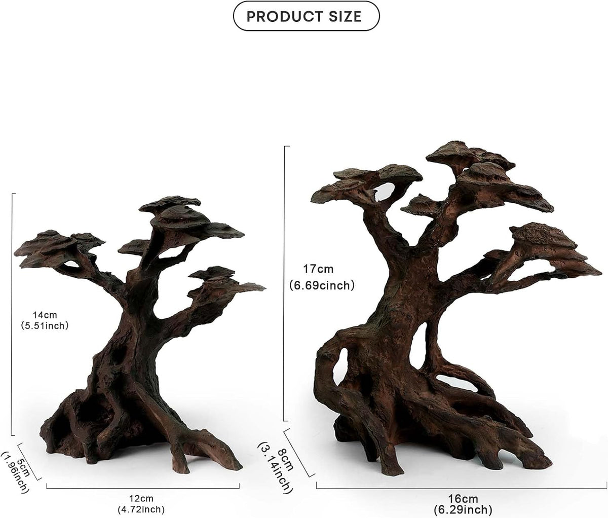 FZONE Aquarium Driftwood, Resin Rock Decor for Aquascaping Hardscape – Essentials for Fish - 02Driftwood: 6.7×6.3×3.1"/ 5.5×4.7×2.0" - image 2
