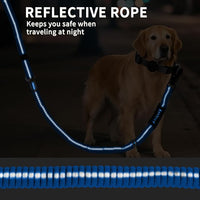 Heavy Duty Tactical Bungee Dog Leash, 4-6FT Shock Absorbing Tactical Dog Leash with 2 Padded Handles, Metal Carabiner Clip,Car Seatbelt, Reflective Dog Leashs for Medium Large Dogs (Blue)