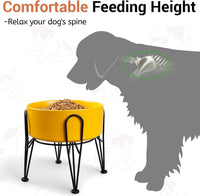 Elevated Dog Bowls, Ceramic Raised Dog Bowl Set with Anti-Slip and Non-Tip Metal Stand, 2 Pack Pet - Yellow / 7.6 Cups | 2 Pack | For Large Dogs - image 2