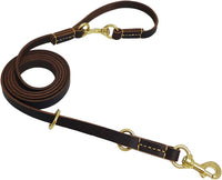 LWBMG Multi Function Leather Dog Leash 8ft Genuine Leather Leash - 8ft x 5/8inch / Brown