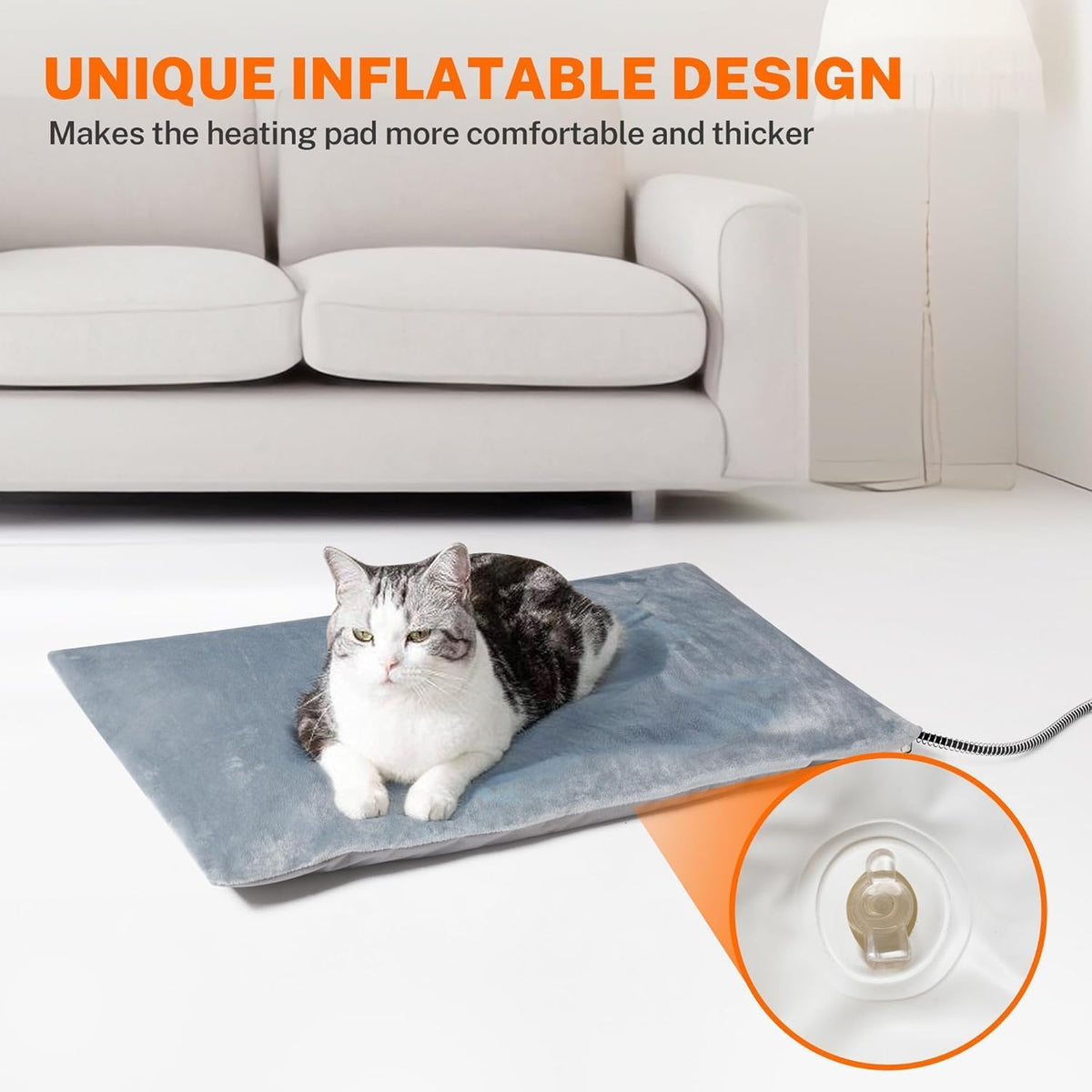Toozey Heated Dog Bed and Cat Heating Pad, Waterproof Pet Mat - L: 35" x 24" - image 2