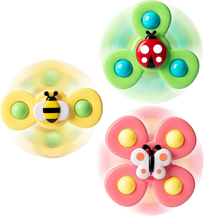 3PCS Suction Cup Spinner Toys for 1 2 Year Old Boys Spinning Toys - Bee