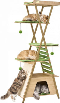 72.4" Modern Cat Tree for Indoor Cats, Multi-Level Cat Condo – Essentials for Cats - Beige