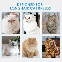 Mooncat Waterless Shampoo & Brush Kit for Longhair Cats | Complete Grooming System for Detangling, Deshedding & Matted Fur | Licking Safe No-Rinse Foam with Gentle Silicone Massager - Made in Taiwan