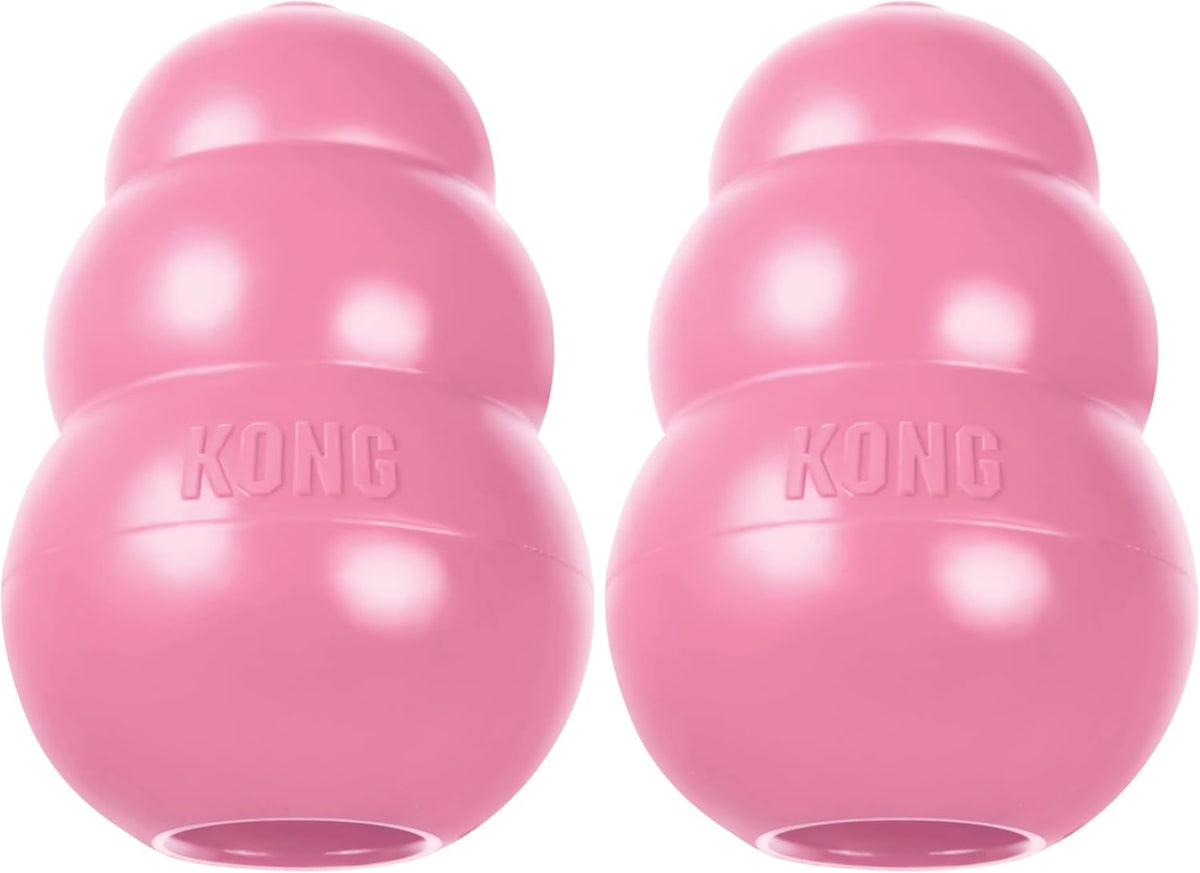 KONG Puppy, Natural Rubber Teething Chew Toy, for Small Puppies - Medium (Pack of 2) / Pink
