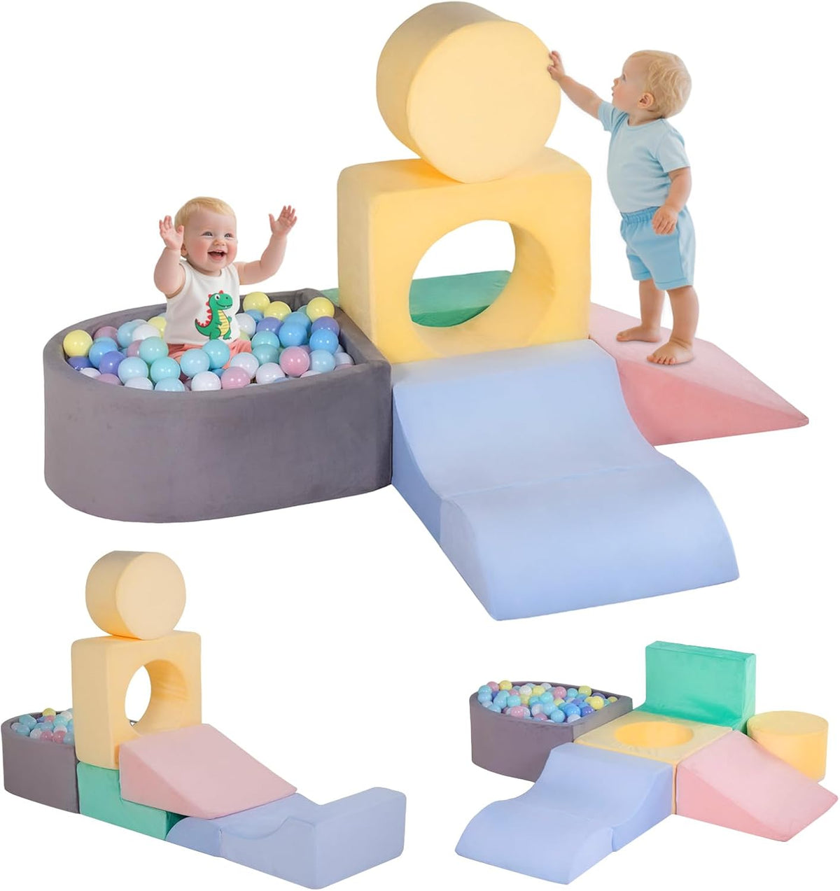 HHH HIKECUCAN 4-piece soft foam climbing blocks for toddlers with built-in ball pit - view 3