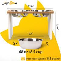 Elevated Dog Bowls, Bamboo Raised Dog Bowl Stand – Essentials for Dogs - Teak - White / X Large: 13'' Tall-68 oz Bowl - image 2