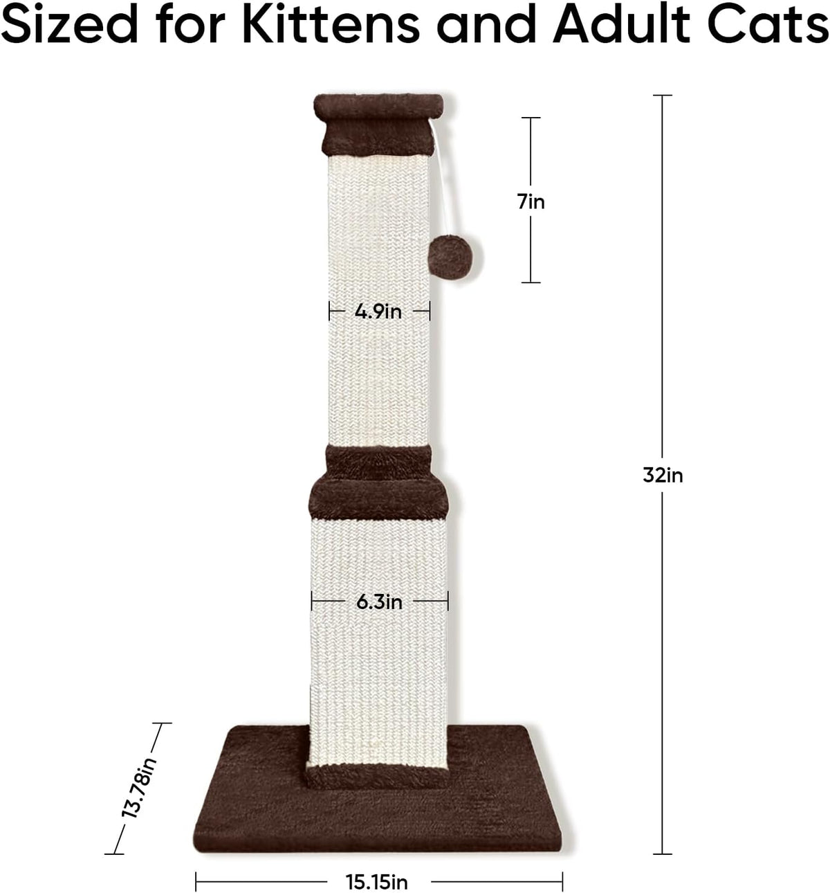 Cat Scratching Post for Indoor Cats - Brown / Scratcher only - image 3