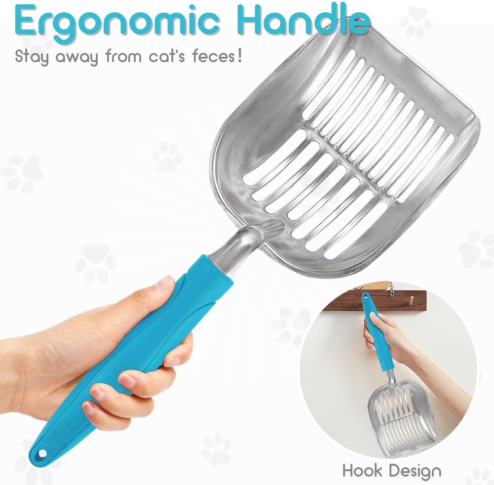 Showvigor Cat Litter Scoop, Metal Cat Scooper - Azure - image 4