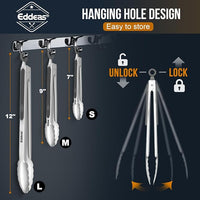 Tongs For Cooking - Heat Resistant 600 Degrees Stainless Steel Kitchen Tong,Heavy Duty Metal Locking Tongs - Perfect for Food, BBQ set of 3 (7",9" and 12") Grey
