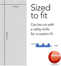 RESILIA Heavy Duty Garage Floor Runner & Protector Mat - Slip Resistant Diamond Plate PVC Mats - Water, Spill, & Stain Resistant, Silver (4 feet x 10 feet)