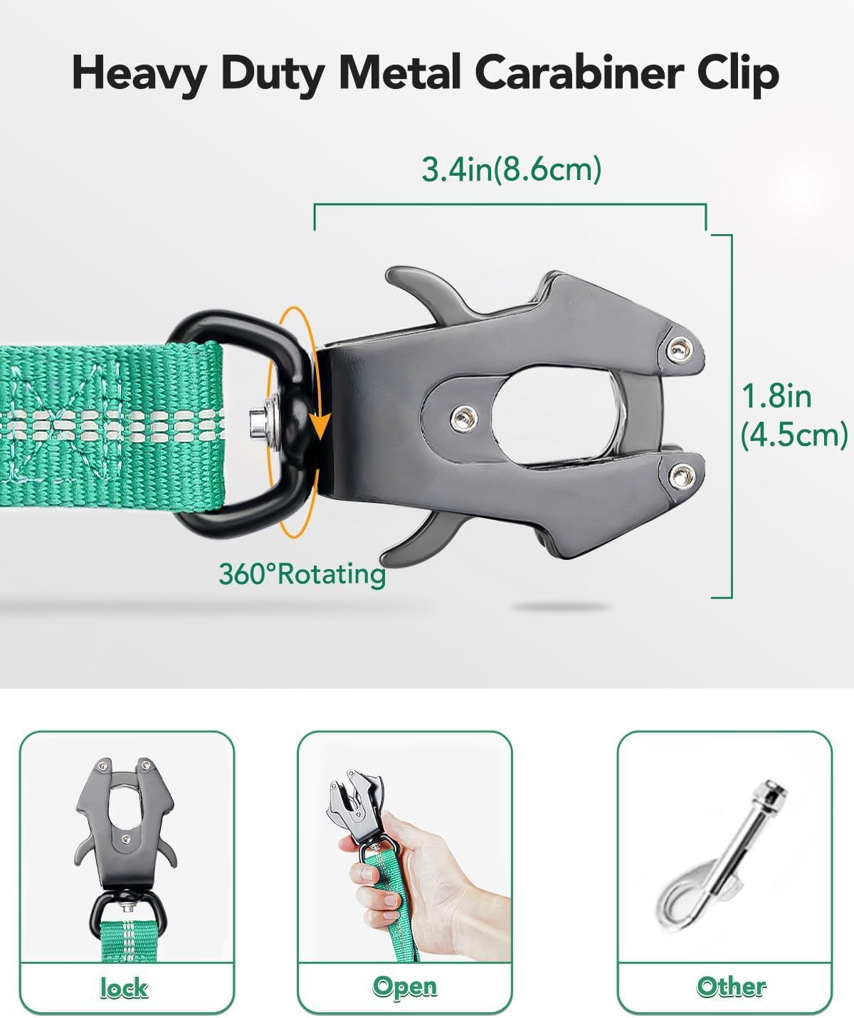 Joytale Tactical Bungee Dog Leash, Shock Absorbing No Pull - Teal