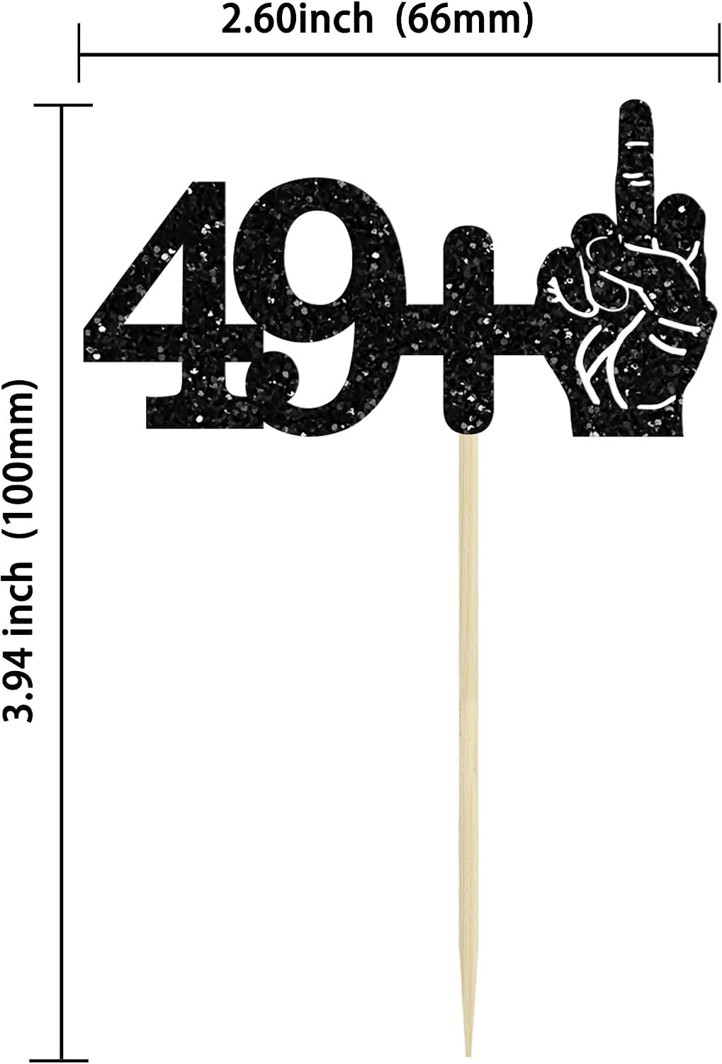 Ephlyn 1Pc 49+1 Black Glitter Cake Topper 50th Birthday Party Cake - 50th-24Pcs / Black - image 2