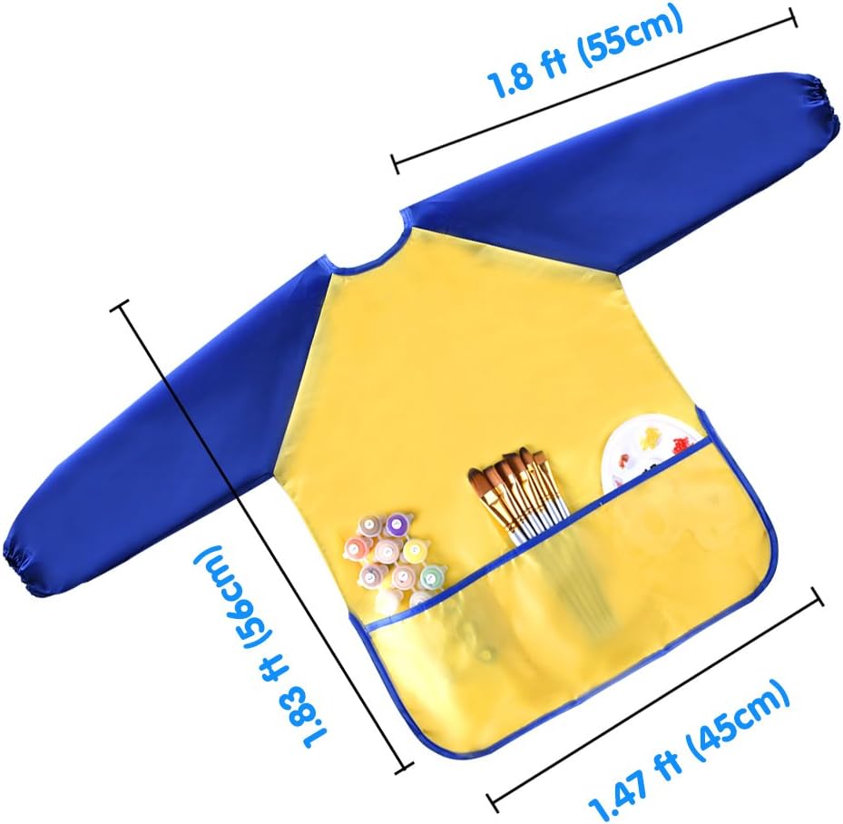 KUUQA Waterproof Children Art Smock Kids Art Aprons – Fun for Kids & Family - Blue, Red, Yellow, Pink / 4 - image 2