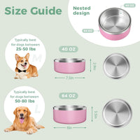 Dog Bowl, Stainless Stee Dog Water Bowl and Food Bowl - 64oz / Pink - image 4