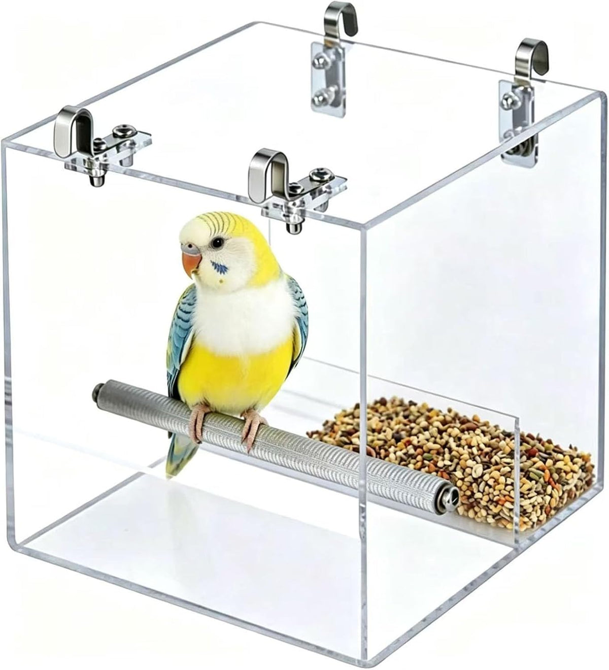 No Mess Bird Feeder for Cage - L: 6.2" x 6.3" x 6.3"