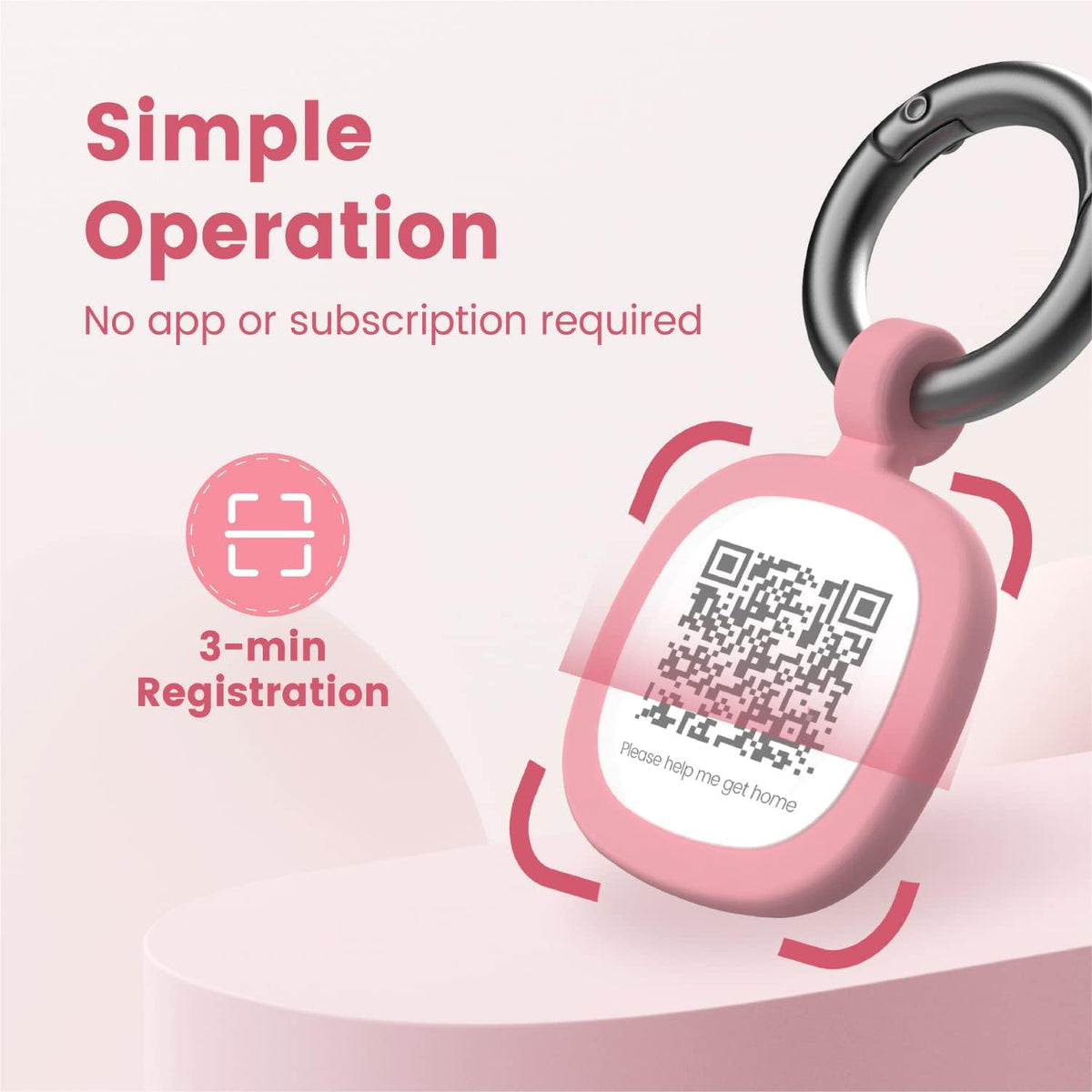 Pawaii Dog ID Tag, Silent Silicone QR Code Tag, Scan Alerts - Pink - image 4