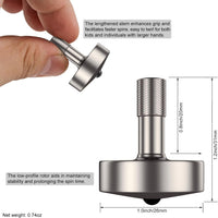 DjuiinoStar CNC machined stainless steel spinning top with ceramic tip and knurled grip - view 5