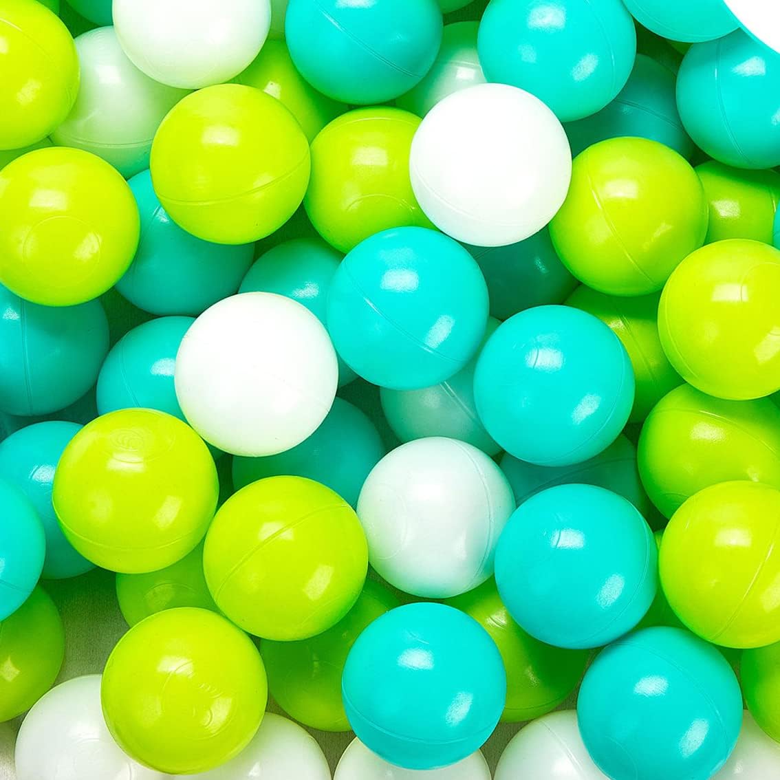 Vanland Ball Pit Balls, Plastic Playpen Balls for Babies Toddlers and Kids – Fun for Kids & Family - White+Cyan+Lightgreen / 100 Balls