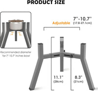 Dog Bowl Stand for Medium & Large Dogs, Adjustable Width 7-10.7" - Height: 11", Width: 7-10.6" / Grey - image 4