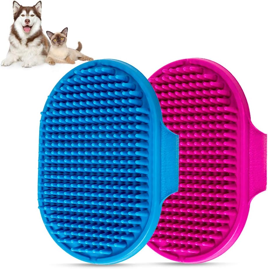 Dog Bath Brush Pet Bath Comb Brush Soothing Massage Rubber Comb 2pcs