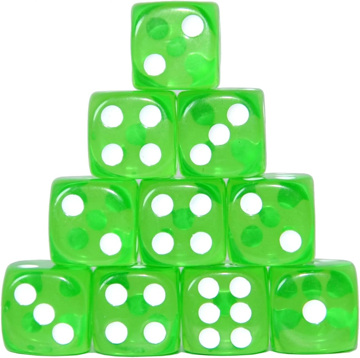 SmartDealsPro 10-Pack D6 Six Sided 16mm Transparent Dice Die for DND - Green Translucent - image 3