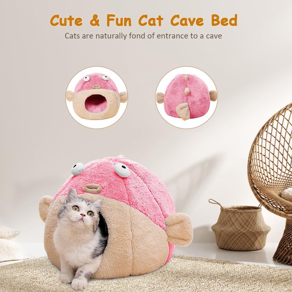 Cat Beds for Indoor Cats-Cat Bed Cave - M 14.6'' / Pink - image 2