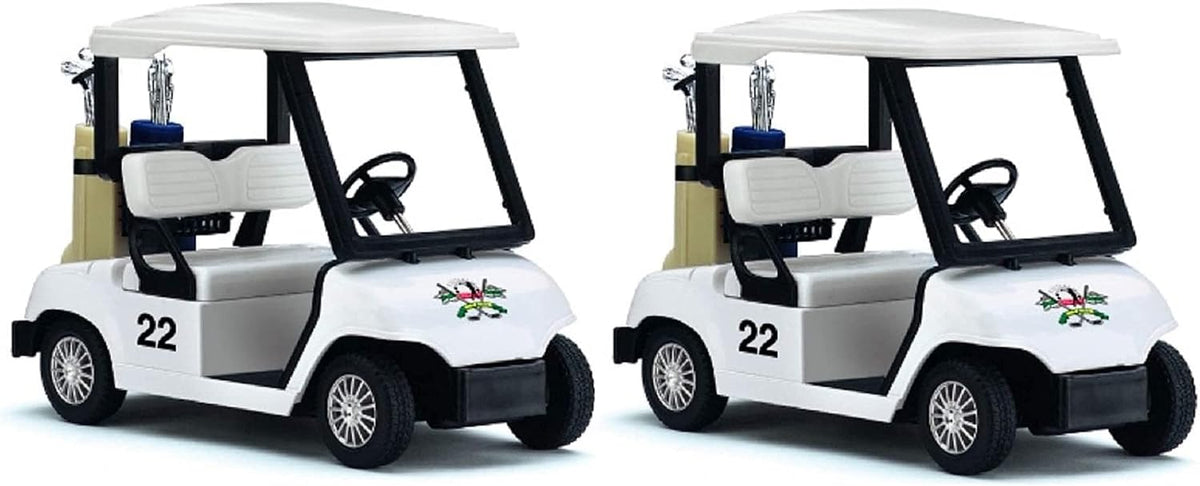 KiNSFUN Golf Cart 4½" Die Cast Metal Model Pullback Action Toy – Fun for Kids & Family - White 2set