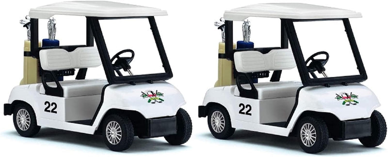 KiNSFUN Golf Cart 4½" Die Cast Metal Model Pullback Action Toy – Fun for Kids & Family - White 2set