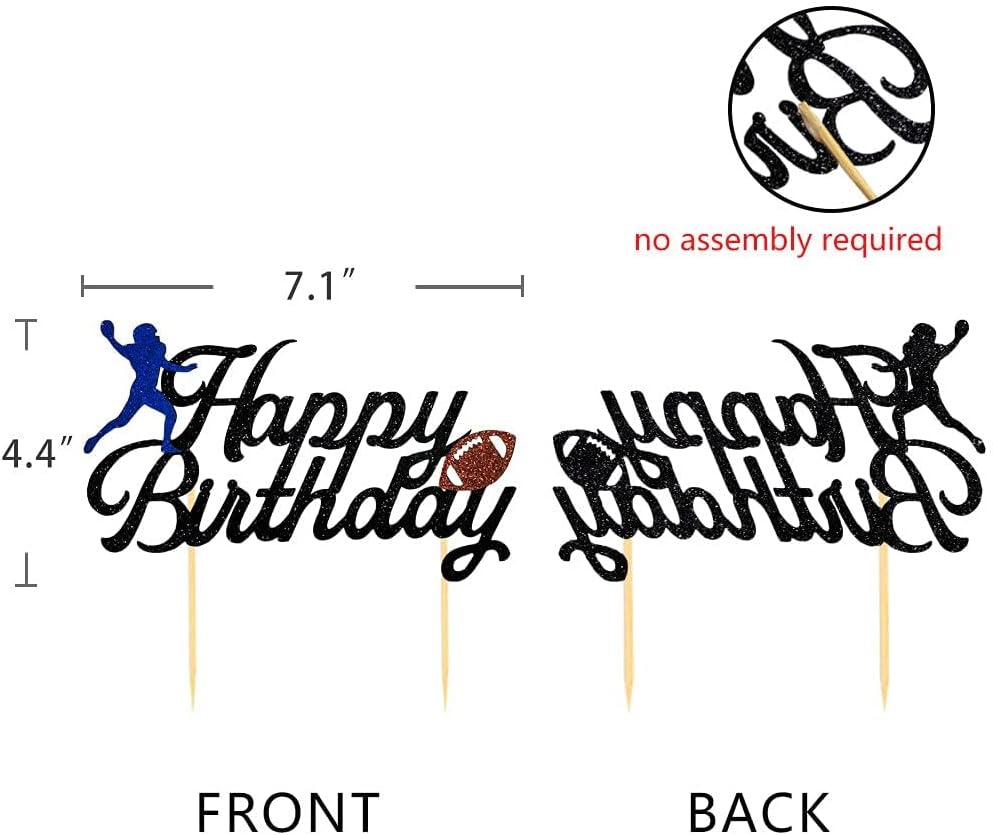 Moitkptt 24 glitter football player cupcake toppers - view 16