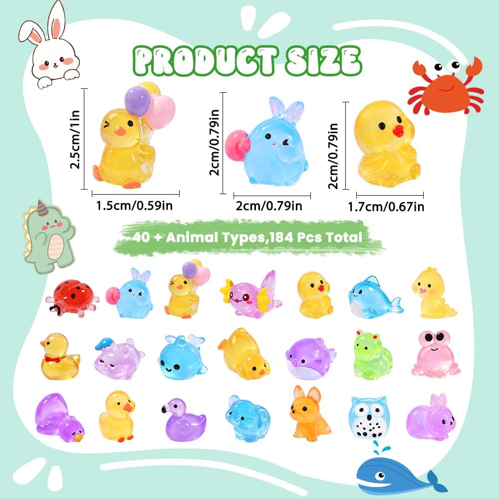DIYDEC 60PCS Luminous Mini Resin Animals 60 Styles Miniatures Glow - 206pcs mini figures toys - image 2