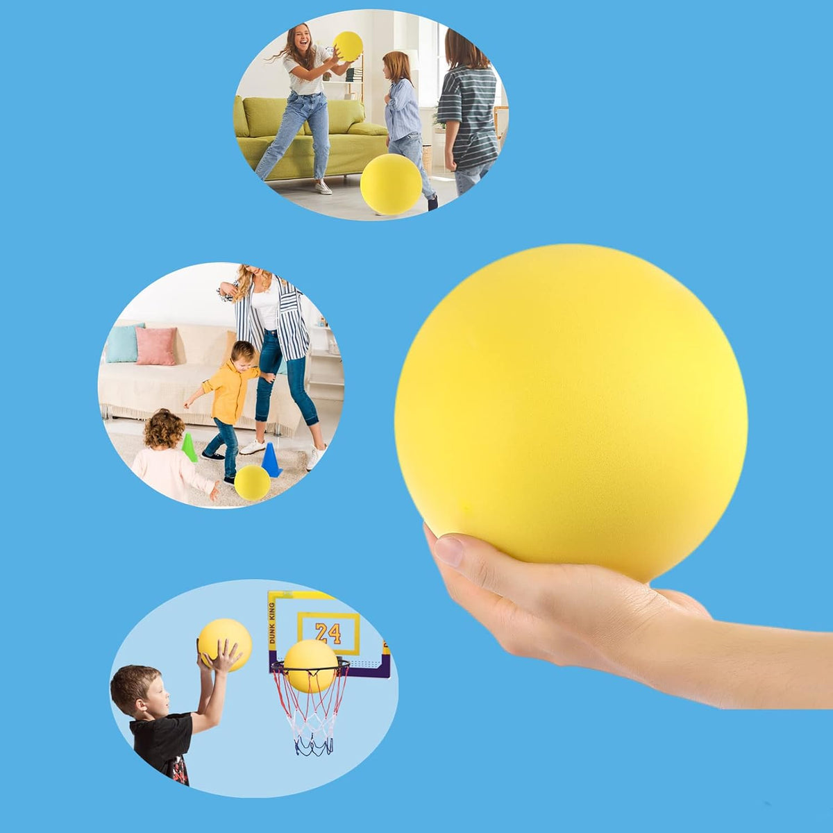 Ganjiang 7 inch soft no-noise foam ball in yellow for indoor play - view 9