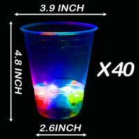 LLKMDSS light up party cups, 40 pack of 16 oz plastic cups with flashing color LED lights - view 3