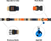 4PCS Breakaway Cat Collars with Bell - Striped - image 4