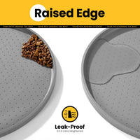 Conlun Dog Food Mat,1/2 Inch Raised Edges Cat Feeding Mat for Spill Containment,BPA-Free Silicone - 32"x20" / Grey - image 2
