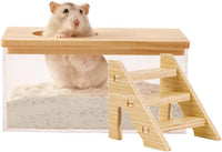Hamster Sand Bath Box, Pentagon Sand Container with Ladder – Essentials for Small Pets - Rectangle / L
